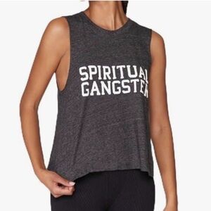 Spiritual Gangster Charcoal Cropped Muscle Tank with White Logo